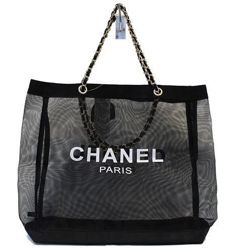 chanel mesh tote beach bag|Chanel beach bag with towel.